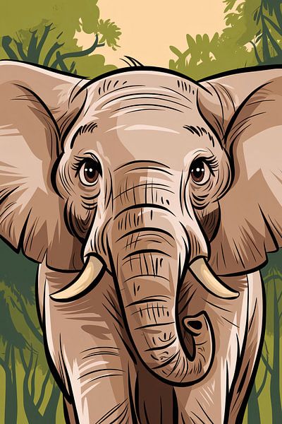 Elephant in forest illustration by Art & Soul Creations