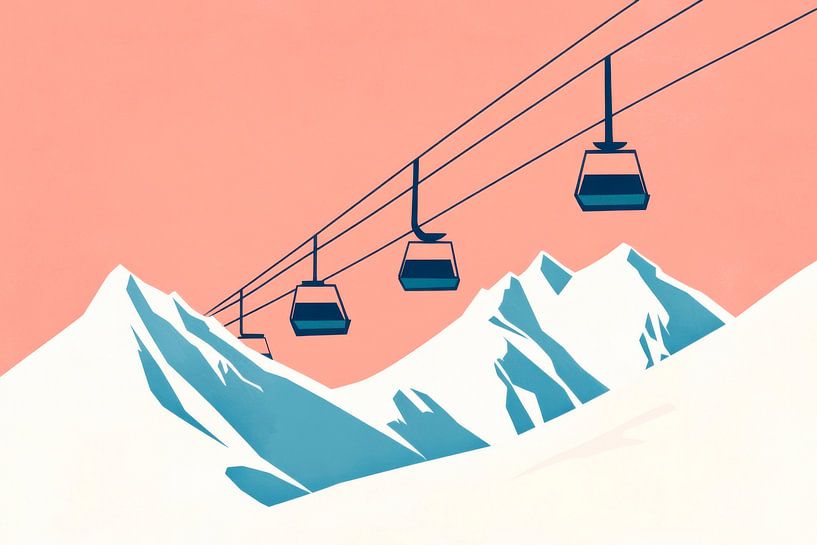 Mountain railway over snow-covered mountains by Poster Art Shop