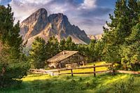 Alpine hut in the Alps in the Dolomites in Tyrol.