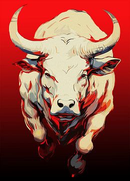 Dynamic Bull in Fiery Motion by Ramy Salah Hefny