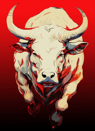 Dynamischer Stier in feuriger Bewegung