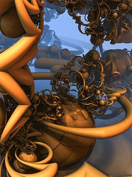 3d render illustratie fractal fantasie wereld onder water van W J Kok