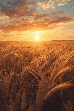 Golden fields in the warm sunset