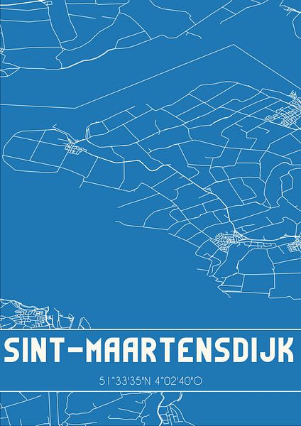 Plan d'ensemble | Carte | Sint-Maartensdijk (Zélande) par Affiches de lieux