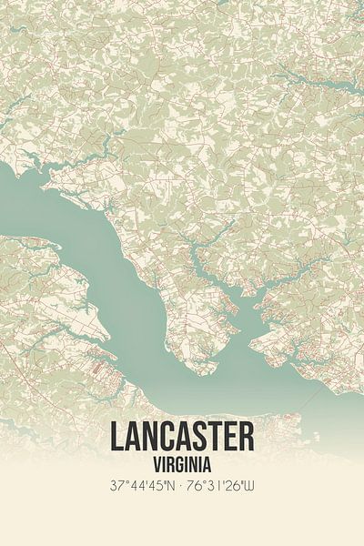 Vintage map of Lancaster (Virginia), USA. by Prints of Place