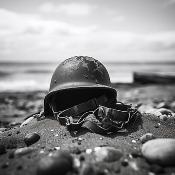 WW2 helm op een strand van The Xclusive Art