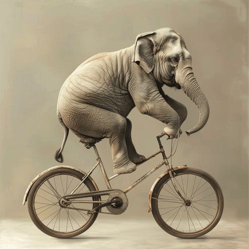 Olifant op een fiets