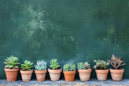 Succulentes en pots de terre cuite
