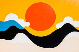 Paysage coloré avec coucher de soleil sur Poster Art Shop