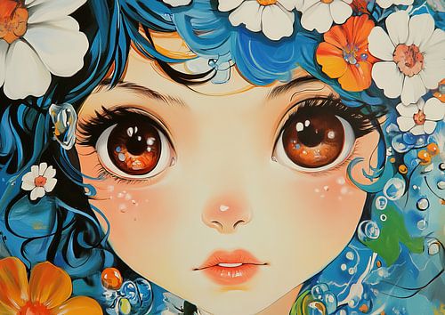 Fille avec des fleurs