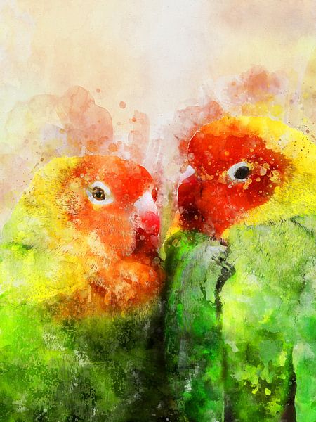 Papageien Liebesvögel von Printed Artings
