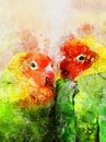 Papageien Liebesvögel von Printed Artings Miniaturansicht