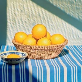 Lemons in a basket by Poster Art Shop