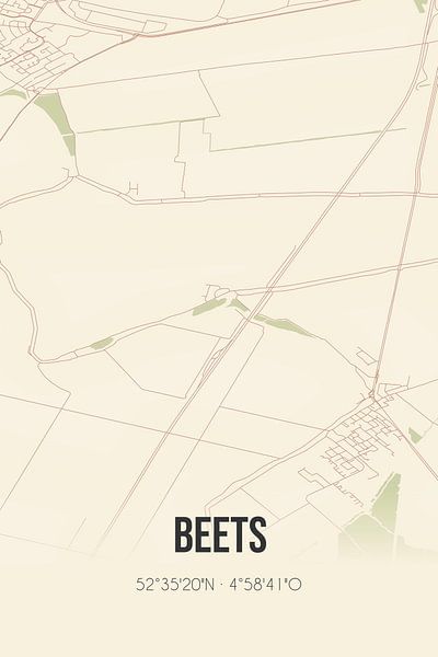 Alte Karte von Beets (Nordholland) von Ortsdrucke