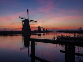 Kinderdijkse molens in de vroege morgen van Ewout Bos