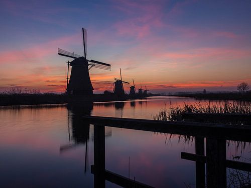 Kinderdijkse molens in de vroege morgen