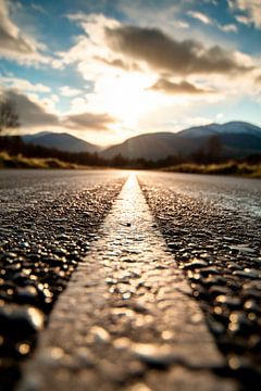 Route horizontale au coucher du soleil sur Poster Art Shop