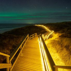Verte aurore boréale à la mer du Nord - Wenningstedt Sylt sur Bodo Balzer