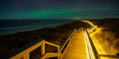 Verte aurore boréale à la mer du Nord - Wenningstedt Sylt