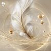 wit en goud - bloemen en veren van Gelissen Artworks