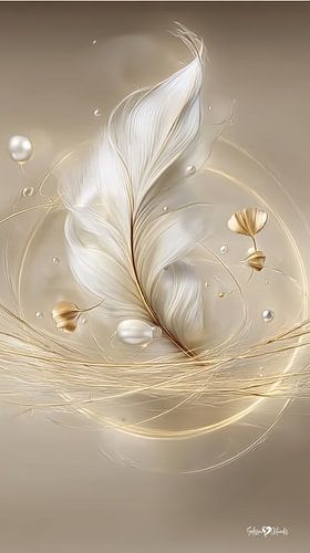Weiß und Gold – Blumen und Federn