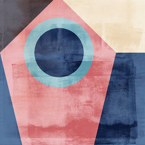 Formes du modernisme. Art abstrait géométrique de style vintage. Bleu, rose, sable.
