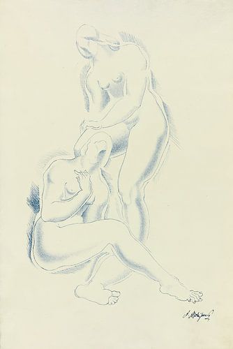 Naakttekening in de stijl van Auguste Rodin