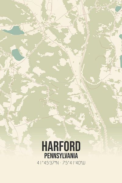 Alte Karte von Harford (Pennsylvania), USA. von Ortsdrucke