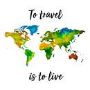 Wereldkaart in Aquarel met Quote | Wandcirkel van WereldkaartenShop thumbnail