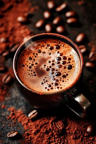 Close-up van dampende koffie