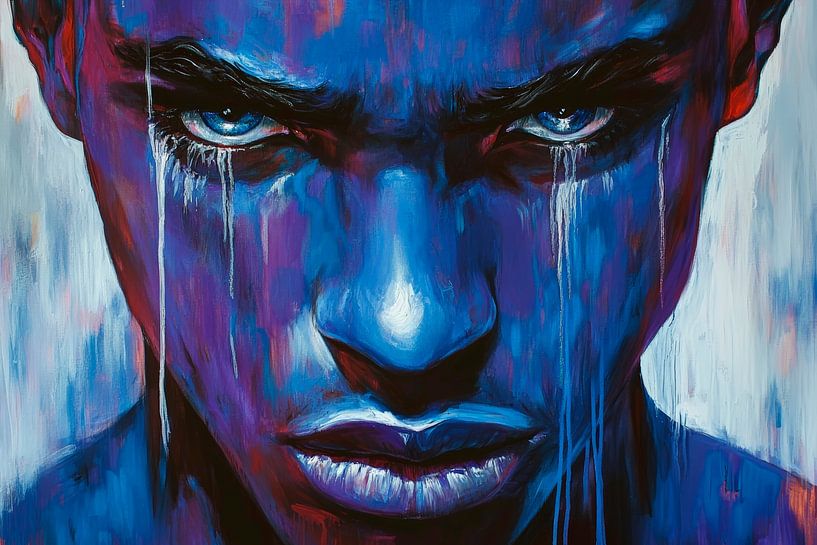 Intensité émotionnelle en bleu et noir par Poster Art Shop