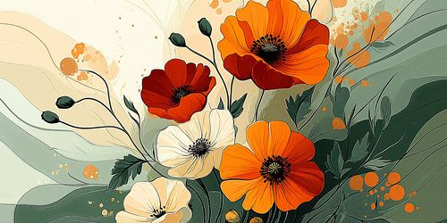 bIllustration botanique de coquelicots gracieux no.3