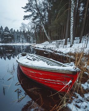 Boot in de winter van fernlichtsicht
