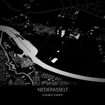 Zwart-witte landkaart van Nederasselt, Gelderland. van Rezona