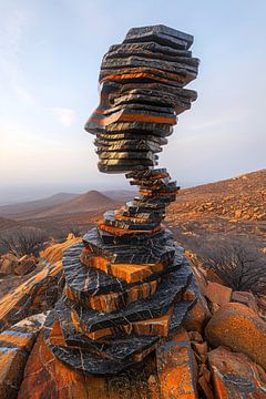 Stone Face in Vast Landscape by Imperial Art House