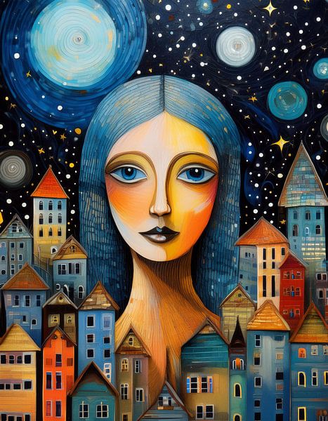 Blau - Blue, surreales Portrait von Reiner Borner