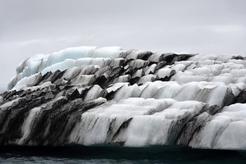 Ice floe shaped like stairs at glacier lagoon Jokulsarlon, Iceland