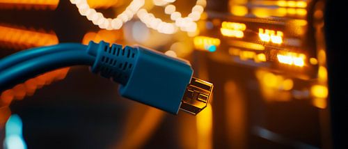 USB cable connected to a server