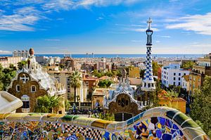 Park Guell in Barcelona, Spanje van Michael Abid