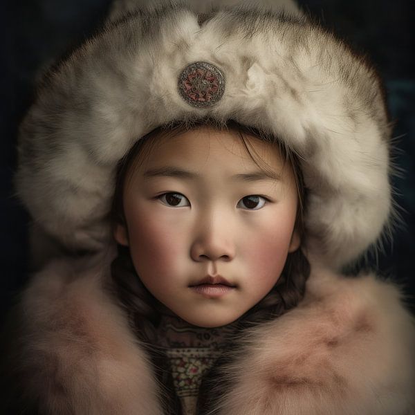 Portrait &quot;Mongolian girl&quot; by Carla Van Iersel