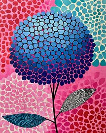 Hortensie in kräftiger Punktmalerei von May