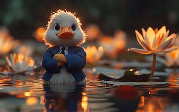 Die Dapper Duck in einem Lotusparadies
