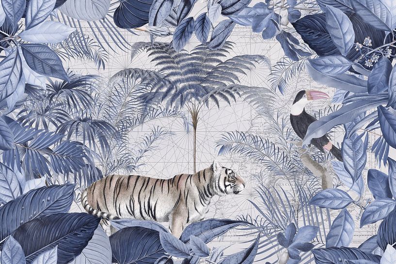 Jungle Bleue Avec Tigre par Andrea Haase
