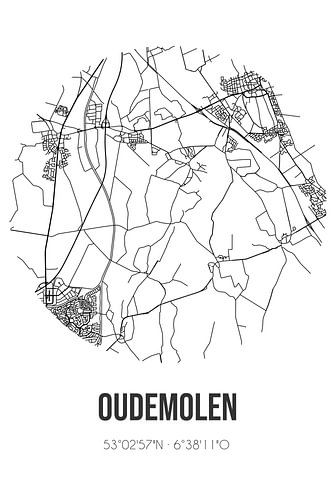 Oudemolen (Drenthe) | Karte | Schwarz und Weiß