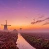 Lever de soleil coloré aux moulins de Schermer sur Photo Henk van Dijk