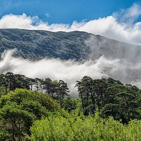 Paysage près des chutes d'Aasleagh - Montagne couverte de nuages avec Fore sur Luc de Zeeuw