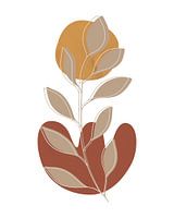 Paysage minimaliste avec une plante à feuilles et deux formes