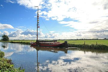 Platbodem in Delfland (Schipluiden) van Jan Piet Hartman