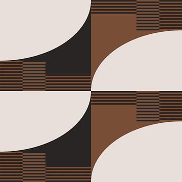 Retro Geometrische Abstractie. Moderne kunst in bruin, wit, zwart nr. 10 van Dina Dankers