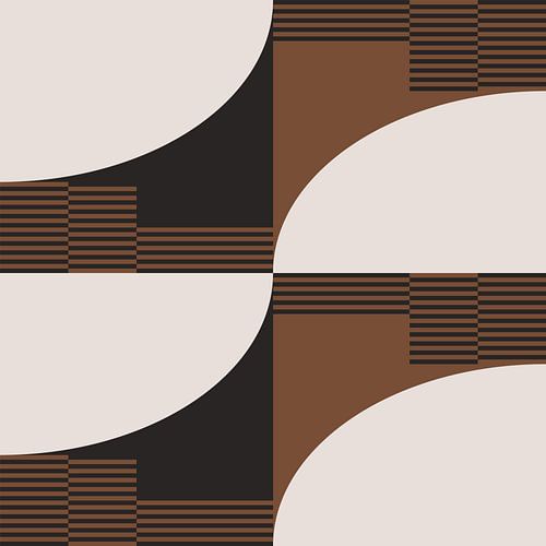 Retro Geometrische Abstractie. Moderne kunst in bruin, wit, zwart nr. 10